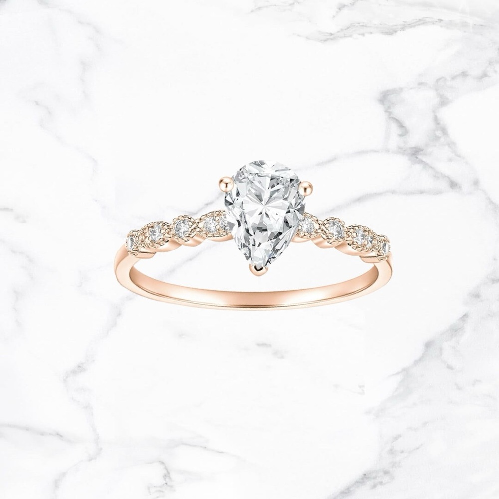 Cubic zirconia and rose gold colored band